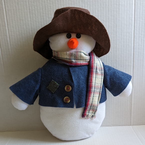 Handmade Snowman Decoration with Brown Hat - Picture 1 of 4